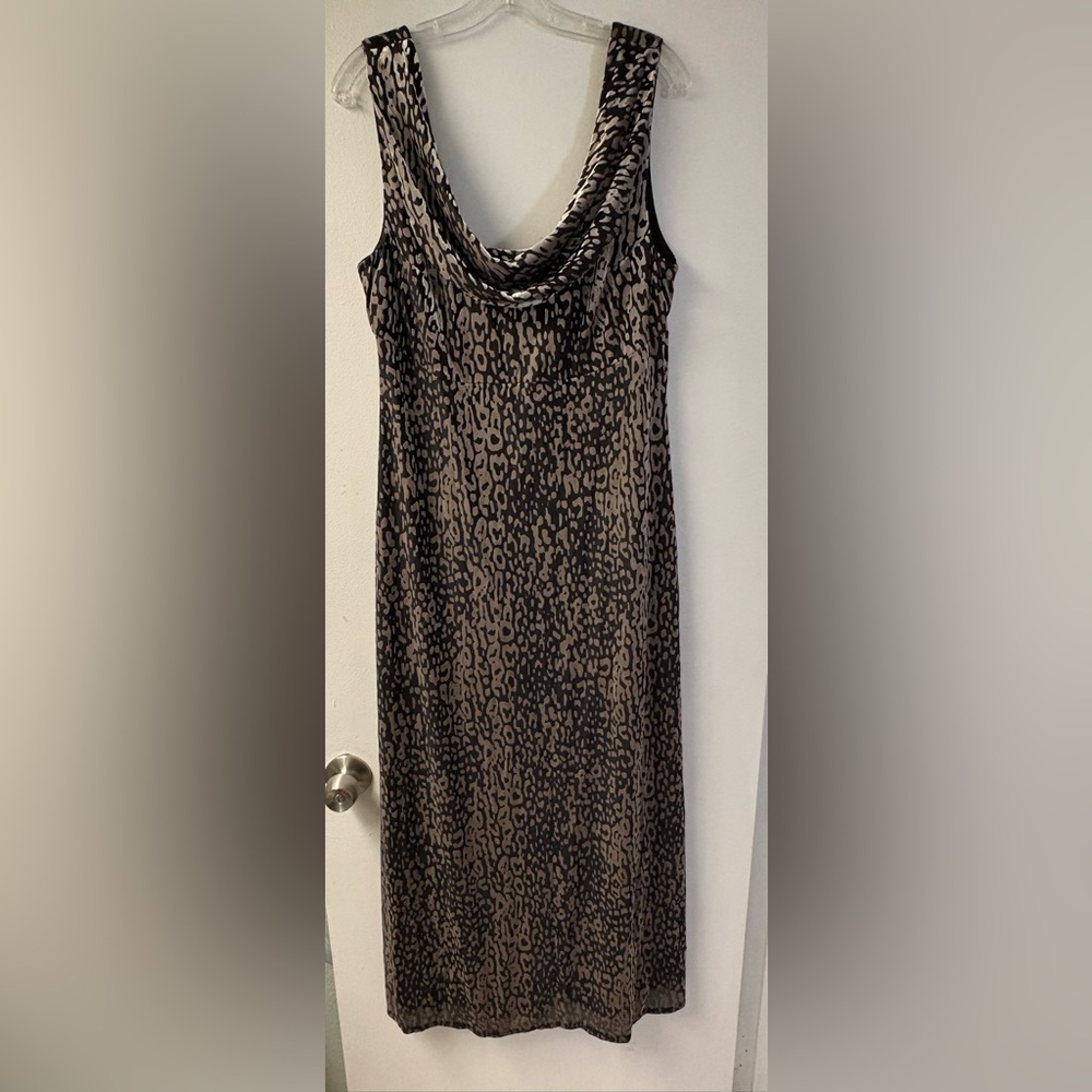 Taylor Black and tan velvet burnout Patterned Dress with stretch